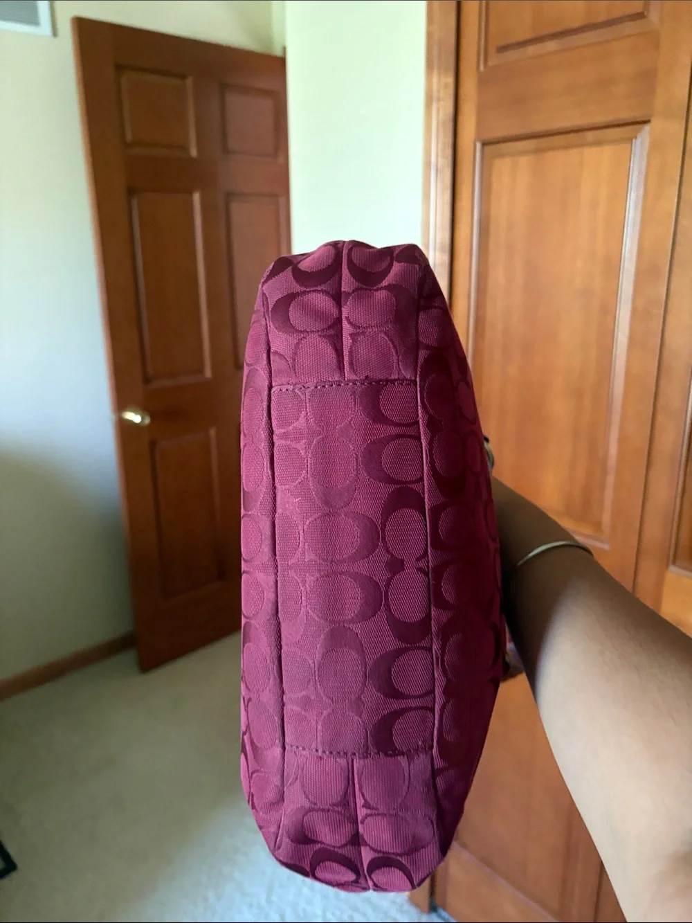 Coach Bordeaux Signature Hobo Bag with Matching Wallet